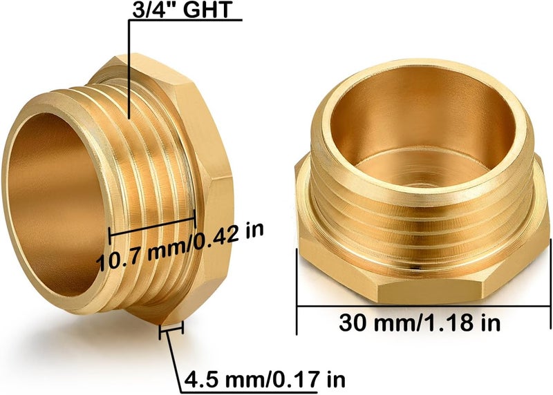 SIGURANTA سدادة أنبوب نحاسي للذكور لخرطوم الحديقة 3/4" GHT سدادة نهاية ملولبة للذكور سدادة أنبوب الري في الحديقة (6 قطع) - Image 2